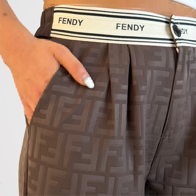 شلوار بگ پارچهای مدل "ایتالیا" - طرح مونوگرام Fendi