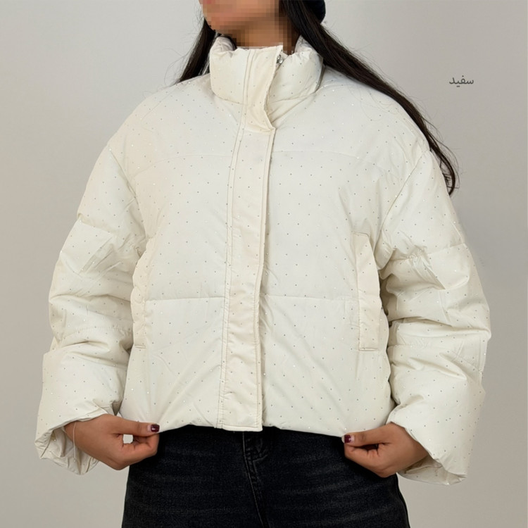 کاپشن نگینی براق وراداتی رنگ سفید در الورا شاپ قشم